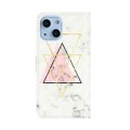 For iPhone 15 Plus Oil Embossed 3D Drawing Leather Phone Case(Triangular Marble)