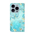 For iPhone 15 Pro Oil Embossed 3D Drawing Leather Phone Case(Blue Butterflies)