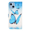 For iPhone 15 Oil Embossed 3D Drawing Leather Phone Case(3 Butterflies)