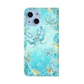 For iPhone 13 mini Oil Embossed 3D Drawing Leather Phone Case(Blue Butterflies)