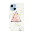 For iPhone 13 Oil Embossed 3D Drawing Leather Phone Case(Triangular Marble)