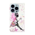 For iPhone 13 Pro Oil Embossed 3D Drawing Leather Phone Case(Flower Fairy)