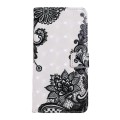 For iPhone 13 Pro Oil Embossed 3D Drawing Leather Phone Case(Lace Flower)