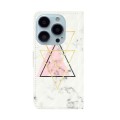 For iPhone 13 Pro Max Oil Embossed 3D Drawing Leather Phone Case(Triangular Marble)