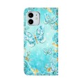 For iPhone 12 mini Oil Embossed 3D Drawing Leather Phone Case(Blue Butterflies)