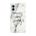 For iPhone 12 mini Oil Embossed 3D Drawing Leather Phone Case(Words Marble)