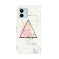 For iPhone 12 mini Oil Embossed 3D Drawing Leather Phone Case(Triangular Marble)