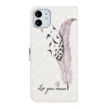 For iPhone 11 Oil Embossed 3D Drawing Leather Phone Case(Feather)