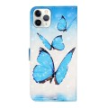 For iPhone 11 Pro Oil Embossed 3D Drawing Leather Phone Case(3 Butterflies)