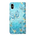 For iPhone XS Max Oil Embossed 3D Drawing Leather Phone Case(Blue Butterflies)