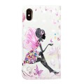 For iPhone X / XS Oil Embossed 3D Drawing Leather Phone Case(Flower Fairy)