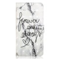 For iPhone X / XS Oil Embossed 3D Drawing Leather Phone Case(Words Marble)