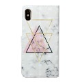 For iPhone X / XS Oil Embossed 3D Drawing Leather Phone Case(Triangular Marble)