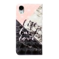 For iPhone XR Oil Embossed 3D Drawing Leather Phone Case(Stitching Marble)