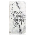 For iPhone XR Oil Embossed 3D Drawing Leather Phone Case(Words Marble)