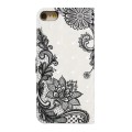 For iPhone 7 / 8 / SE 2022 Oil Embossed 3D Drawing Leather Phone Case(Lace Flower)