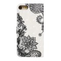 For iPhone 7 Plus / 8 Plus Oil Embossed 3D Drawing Leather Phone Case(Lace Flower)