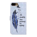 For iPhone 7 Plus / 8 Plus Oil Embossed 3D Drawing Leather Phone Case(Blue Feather)