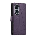 For Honor 70 PU Genuine Leather Texture Embossed Line Phone Case(Purple)