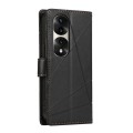 For Honor 70 Pro PU Genuine Leather Texture Embossed Line Phone Case(Black)