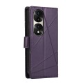 For Honor 70 Pro PU Genuine Leather Texture Embossed Line Phone Case(Purple)