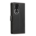 For Honor 80 PU Genuine Leather Texture Embossed Line Phone Case(Black)