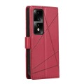 For Honor 80 GT PU Genuine Leather Texture Embossed Line Phone Case(Red)