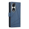For Honor 90 PU Genuine Leather Texture Embossed Line Phone Case(Blue)