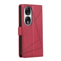 For Honor 90 PU Genuine Leather Texture Embossed Line Phone Case(Red)