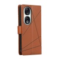 For Honor 90 PU Genuine Leather Texture Embossed Line Phone Case(Brown)