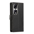 For Honor 90 Pro PU Genuine Leather Texture Embossed Line Phone Case(Black)