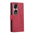 For Honor 90 Pro PU Genuine Leather Texture Embossed Line Phone Case(Red)