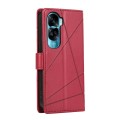 For Honor 90 Lite PU Genuine Leather Texture Embossed Line Phone Case(Red)