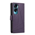 For Honor 90 Lite PU Genuine Leather Texture Embossed Line Phone Case(Purple)