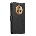 For Honor Magic5 PU Genuine Leather Texture Embossed Line Phone Case(Black)
