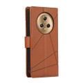 For Honor Magic5 PU Genuine Leather Texture Embossed Line Phone Case(Brown)