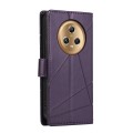 For Honor Magic5 PU Genuine Leather Texture Embossed Line Phone Case(Purple)