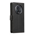 For Honor Magic5 Pro PU Genuine Leather Texture Embossed Line Phone Case(Black)