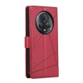 For Honor Magic5 Pro PU Genuine Leather Texture Embossed Line Phone Case(Red)