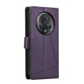 For Honor Magic5 Pro PU Genuine Leather Texture Embossed Line Phone Case(Purple)