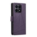 For Honor X8a PU Genuine Leather Texture Embossed Line Phone Case(Purple)