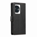 For Honor 100 PU Genuine Leather Texture Embossed Line Phone Case(Black)