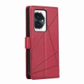 For Honor 100 PU Genuine Leather Texture Embossed Line Phone Case(Red)