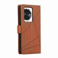 For Honor 100 PU Genuine Leather Texture Embossed Line Phone Case(Brown)