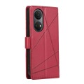 For Huawei Enjoy 30 Plus PU Genuine Leather Texture Embossed Line Phone Case(Red)