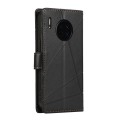 For Huawei Mate 30 PU Genuine Leather Texture Embossed Line Phone Case(Black)