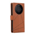 For Huawei Mate 60 PU Genuine Leather Texture Embossed Line Phone Case(Brown)