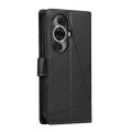 For Huawei nova 11 Pro PU Genuine Leather Texture Embossed Line Phone Case(Black)