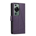 For Huawei P60 PU Genuine Leather Texture Embossed Line Phone Case(Purple)