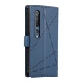 For Xiaomi Mi 10 PU Genuine Leather Texture Embossed Line Phone Case(Blue)